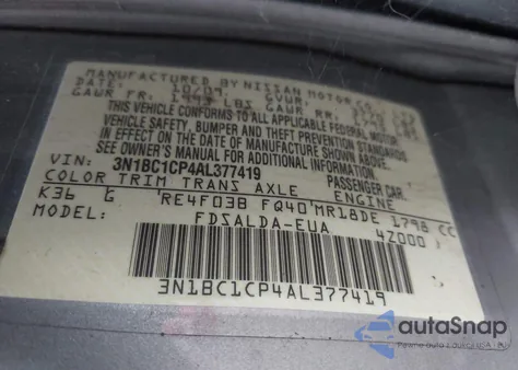2010 Nissan Versa 1.8S z USA, uszkodzony, nr VIN 3N1BC1CP4AL377419